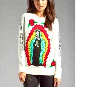 UNIF Sweater High Now die Later Santa Muerte Graphic Sweater Women’s Size M